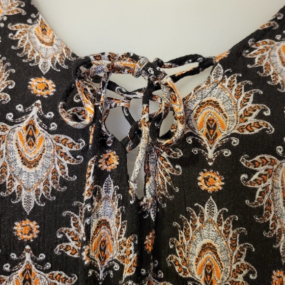 SALE- Gilded Intent women's black paisley floral boho top size medium - Picture 4 of 12